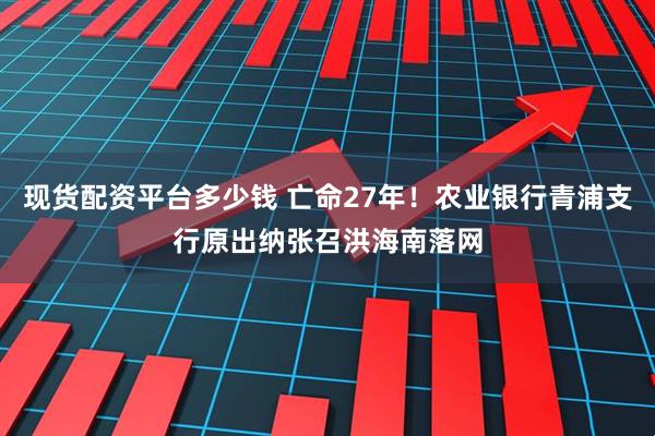 现货配资平台多少钱 亡命27年!农业银行青浦支行原出纳张召洪海南落网